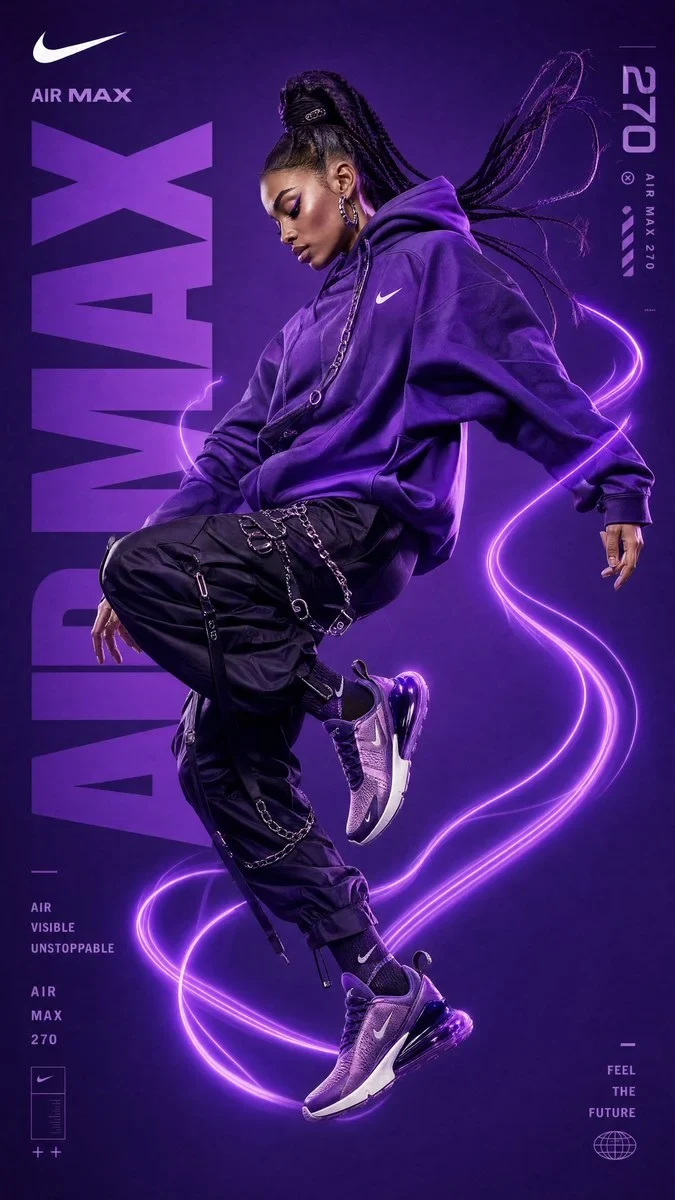 Ultra-Premium Nike Fashion Advertising Campaign, Full-Body Female Streetwear Model