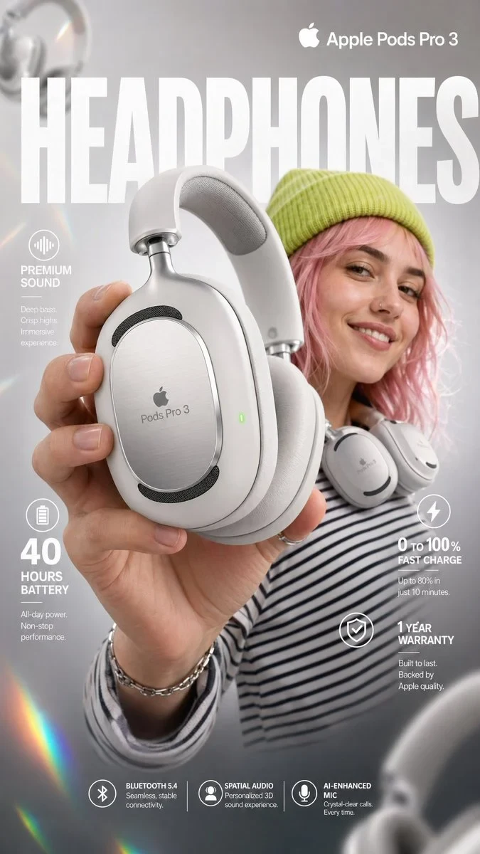 High-Impact E-Commerce Infographic for "apple Pods Pro 3" Premium Wireless