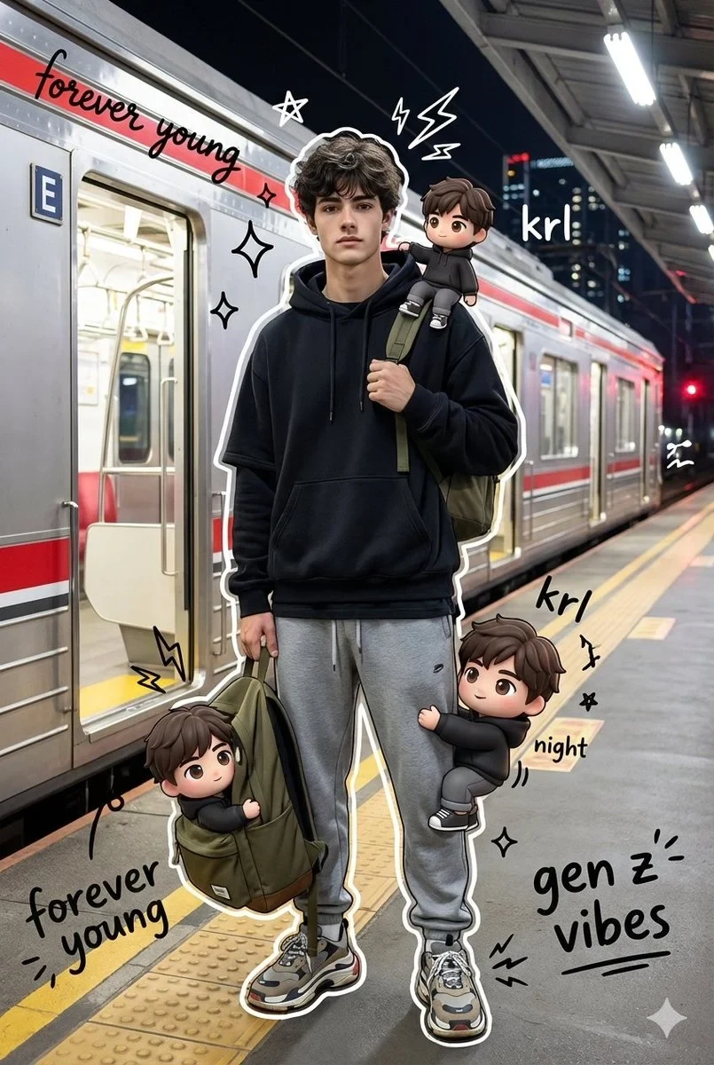 A High Quality Mixed Media Portrait of a Trendy Young Man (using My Uploaded