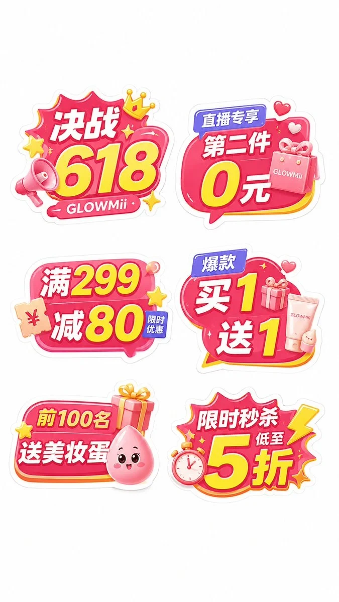 整张图里展示 6 个独立手举牌，每个手举牌都完整可见，彼此分开，不要重叠，不要合并成一个大牌