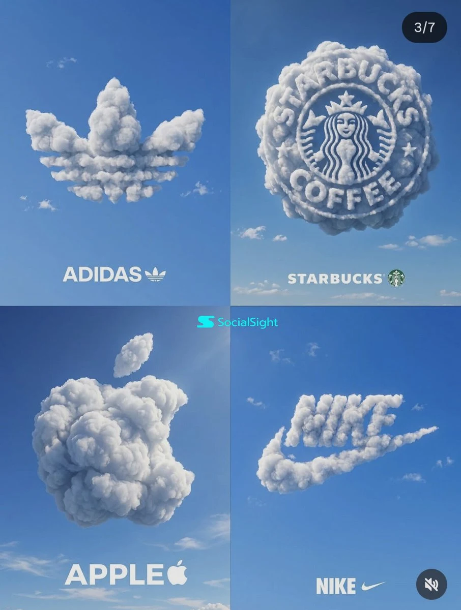 Premium 2x2 Grid Poster Featuring Four Iconic Brand Logos Sculpted Entirely
