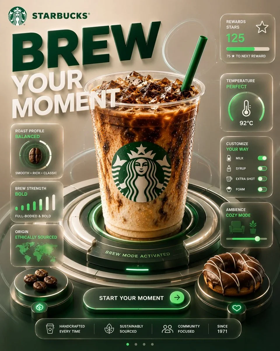 DUNKIN' — FUEL MODE FORMAT 4:5 Vertical Premium SMM Advertising Poster High-End 3D