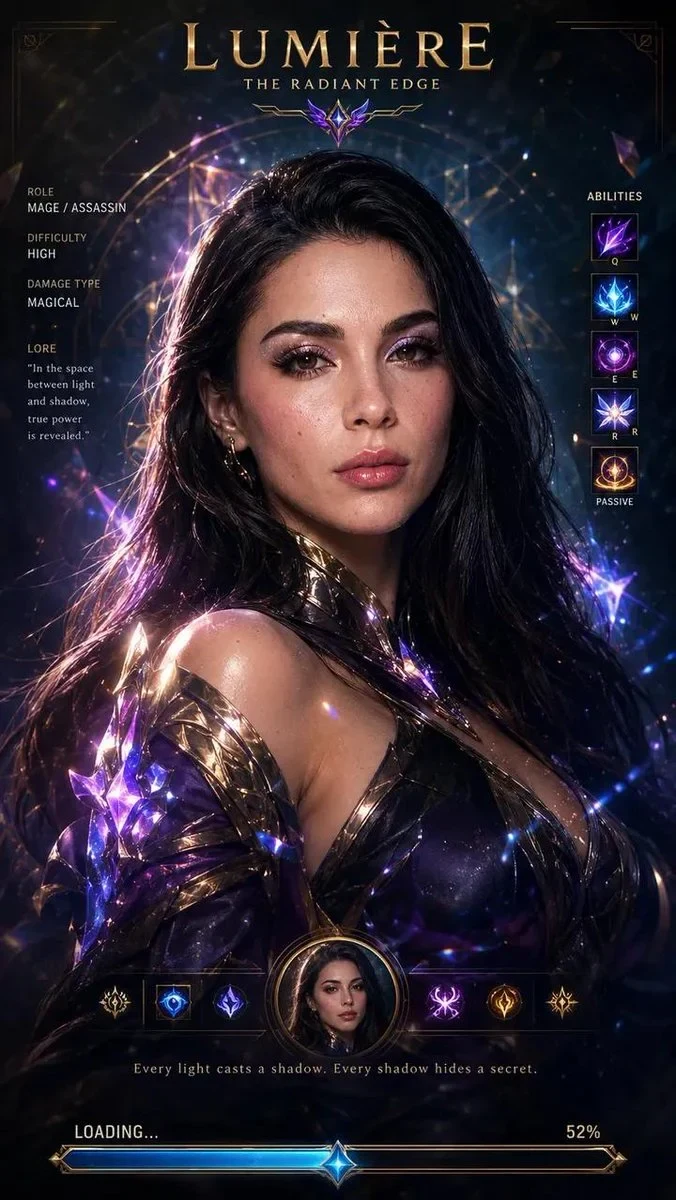 Cinematic League of Legends Champion Loading Screen, Ultra-Realistic AAA Game Menu
