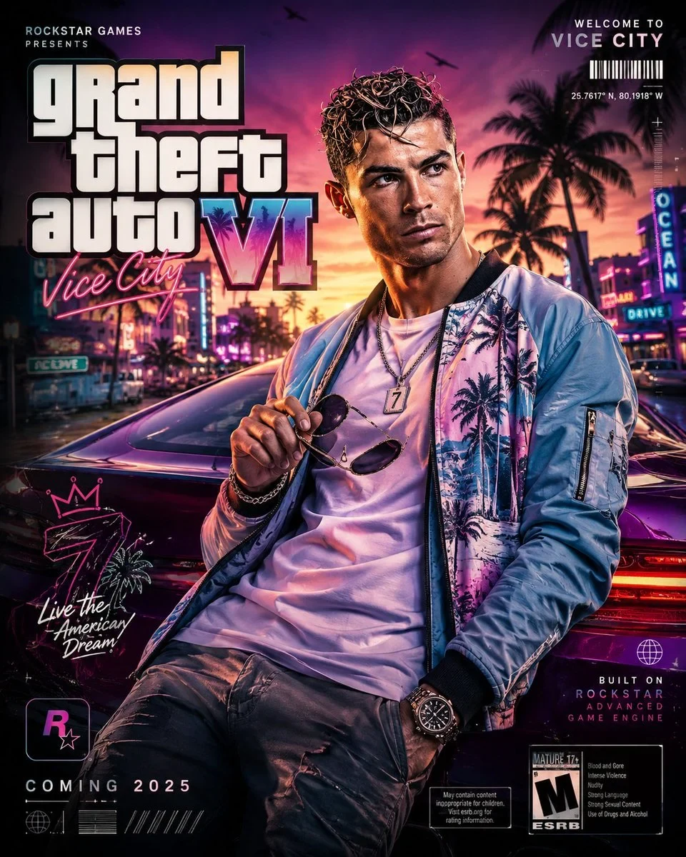 8K Portrait Poster Inspired by the Iconic Visual Style of the Modern Grand Theft