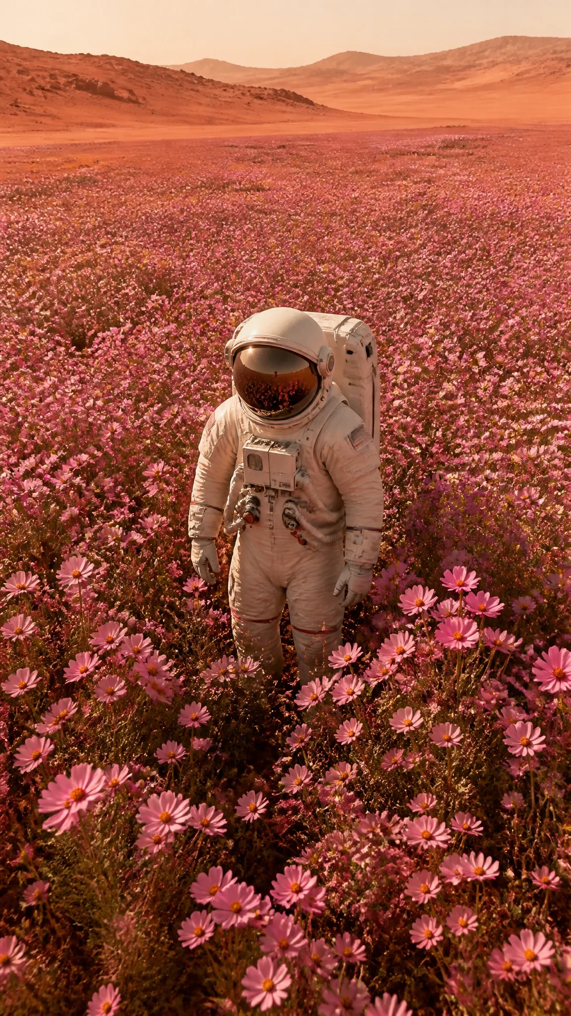 Astronaut in a Realistic, Well-Textured Space Suit Standing at the Center of