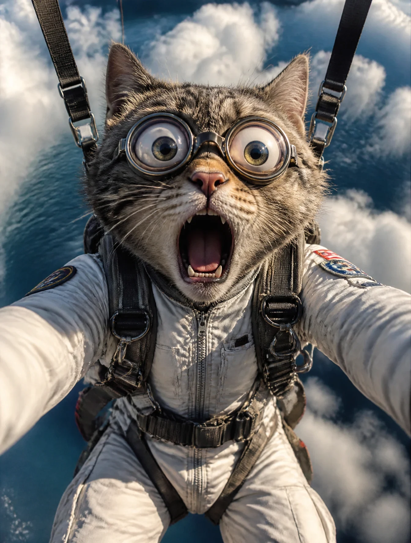 A Hyper-Realistic Cat with a Humanoid Face Reflecting Pure Emotion