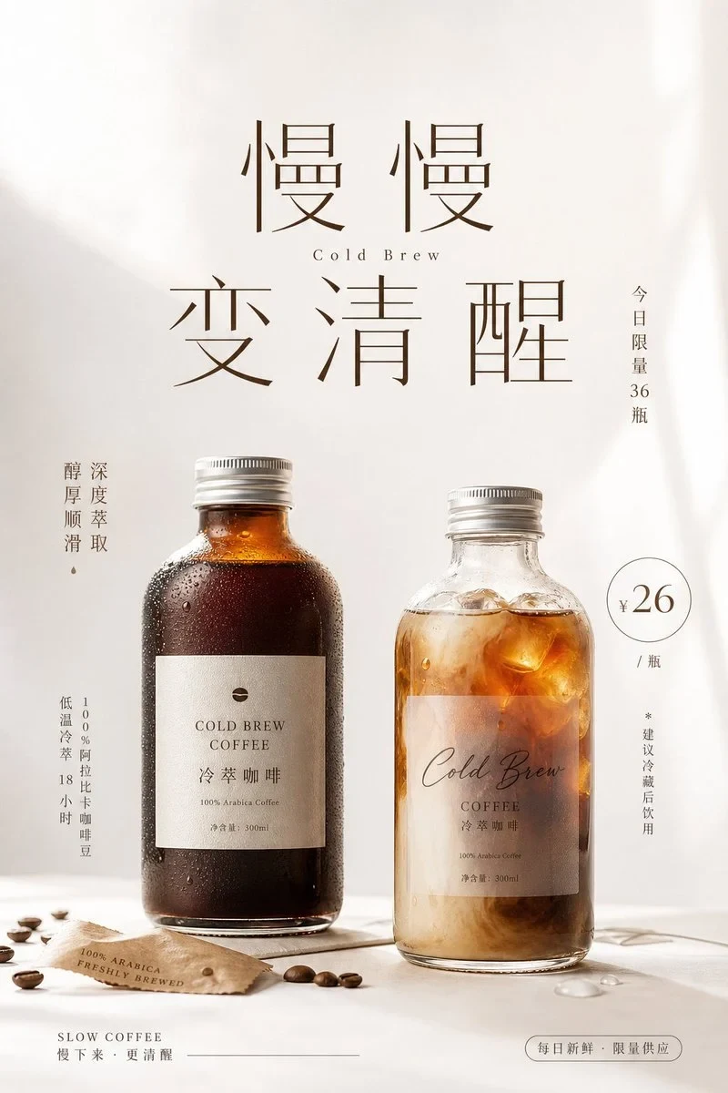 围绕主题对象生成一张明亮清透的商业信息视觉：上方保留大面积呼吸空间，中心以极大的中文主题字作