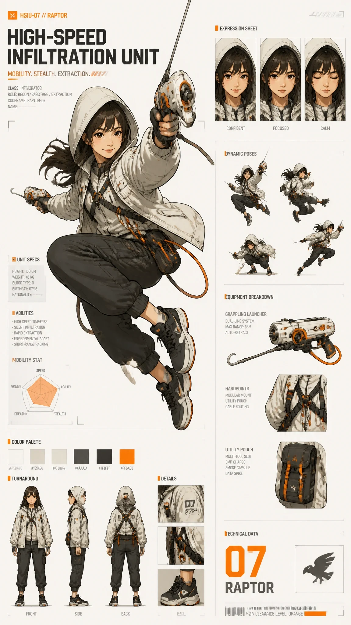 Use image1 to Create a Dynamic Character Concept Sheet Showcases a "high-Speed