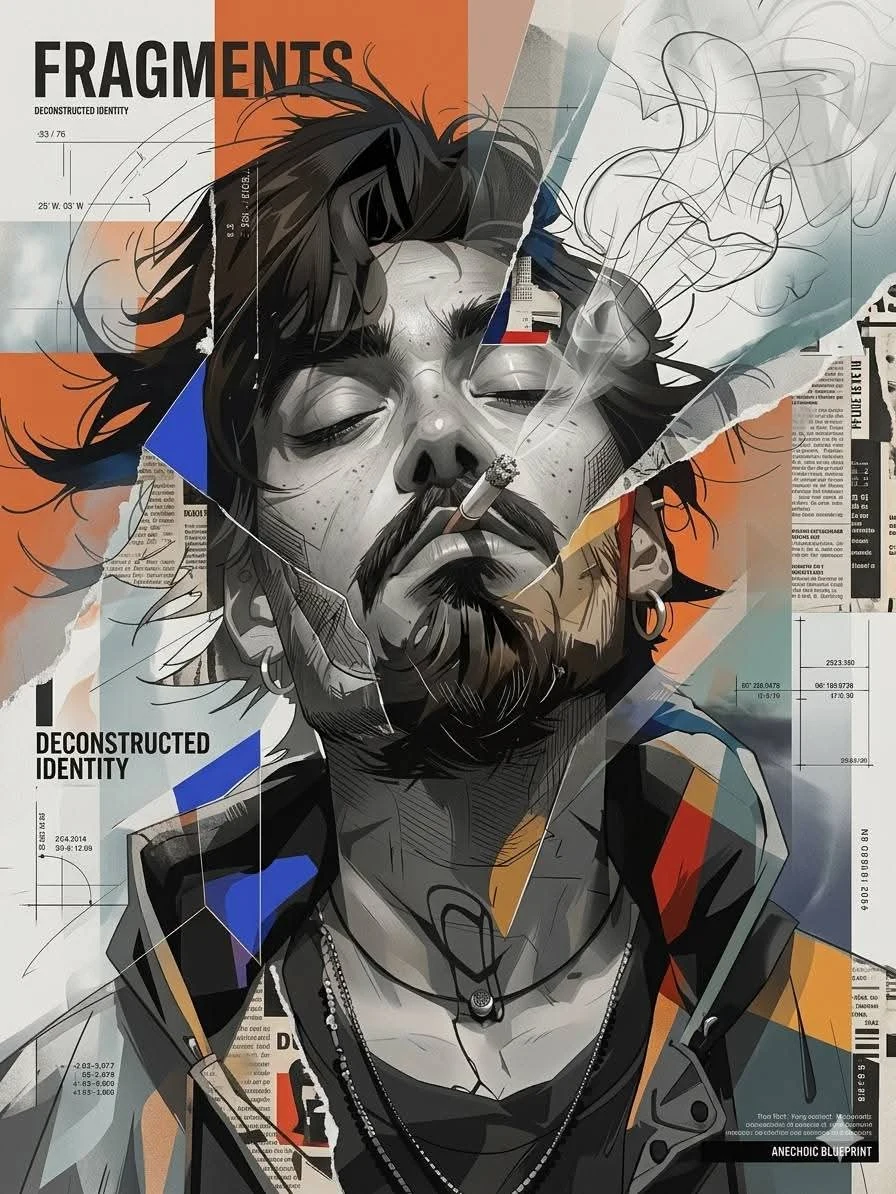 Futuristic Editorial Mixed-Media Portrait Blending Hyper-Realistic Digital Collage