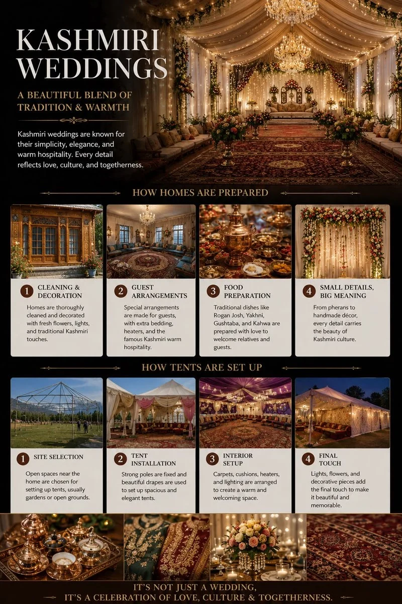 Ultra-Luxury Cinematic Infographic Poster About Traditional Kashmiri Weddings