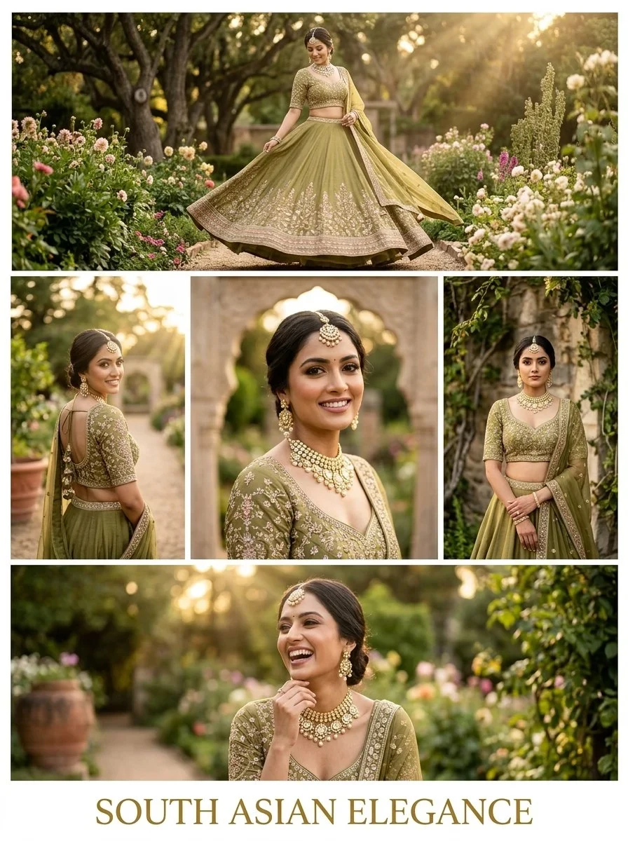 Elegant Multi-Frame Portrait Poster of a Stunning Young South Asian Woman in