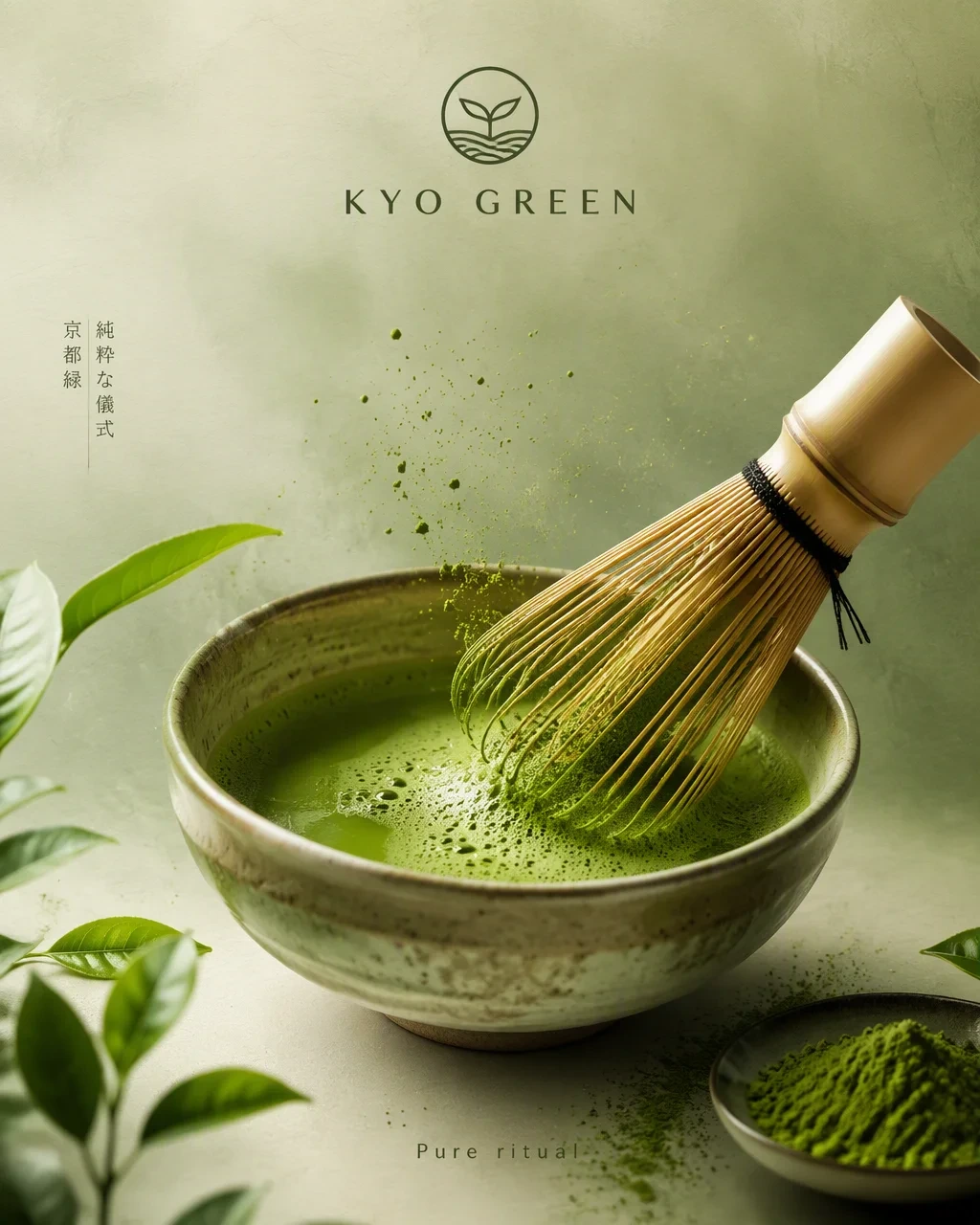 Commercial Product — Create a serene premium matcha advertising po