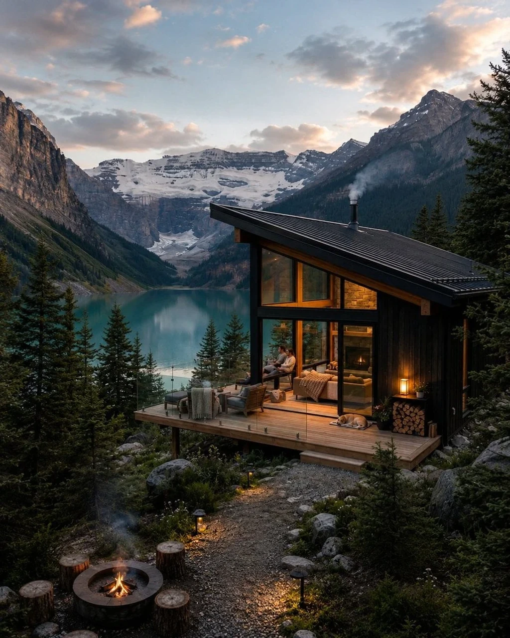 Creative Visuals — Ultrarealistic luxury mountain cabin overloo