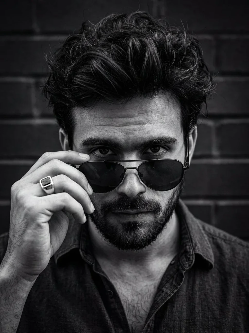 Portrait Photography — A closeup highcontrast black and white por