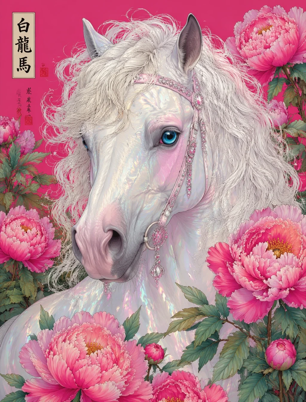 Portrait Photography — Vertical closeup portrait a white horse wit