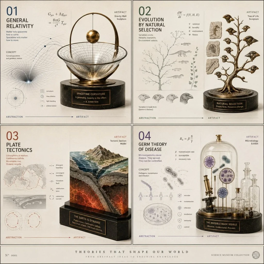 Commercial Product — 2x2 grid do this for 4 scientific theories L