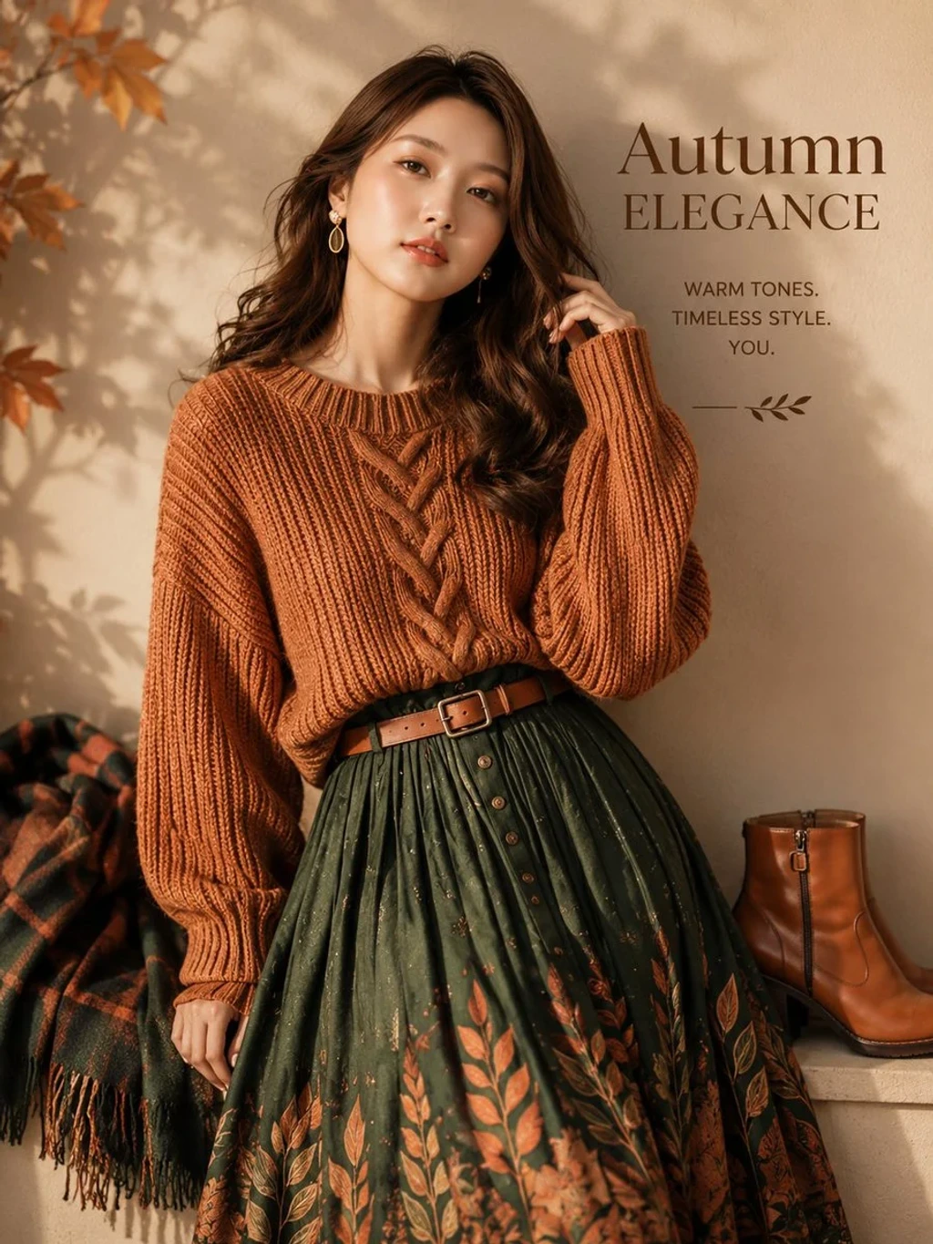 Commercial Product — Ultrarealistic autumn fashion editorial post
