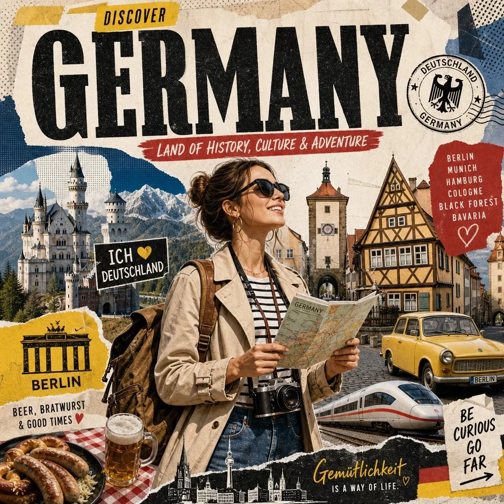 Food — Create a stylized travel poster for GERMANY