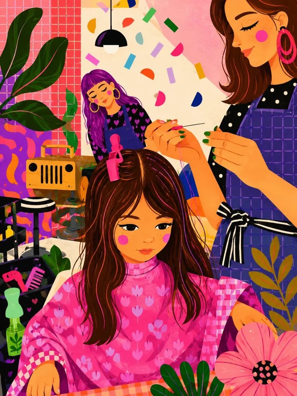 Food — A vibrant whimsical digital illustration of a