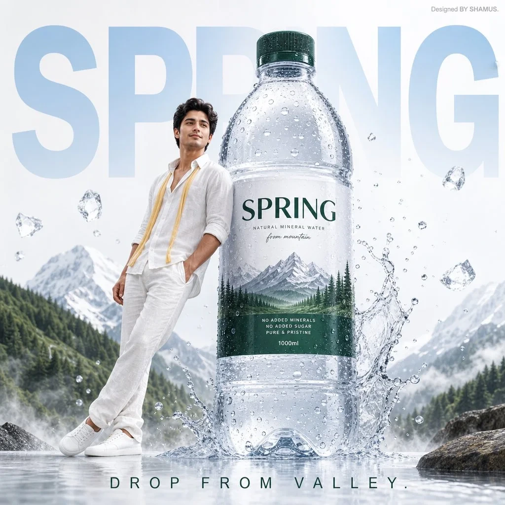 Commercial Product — A premium mineral water advertisement poster