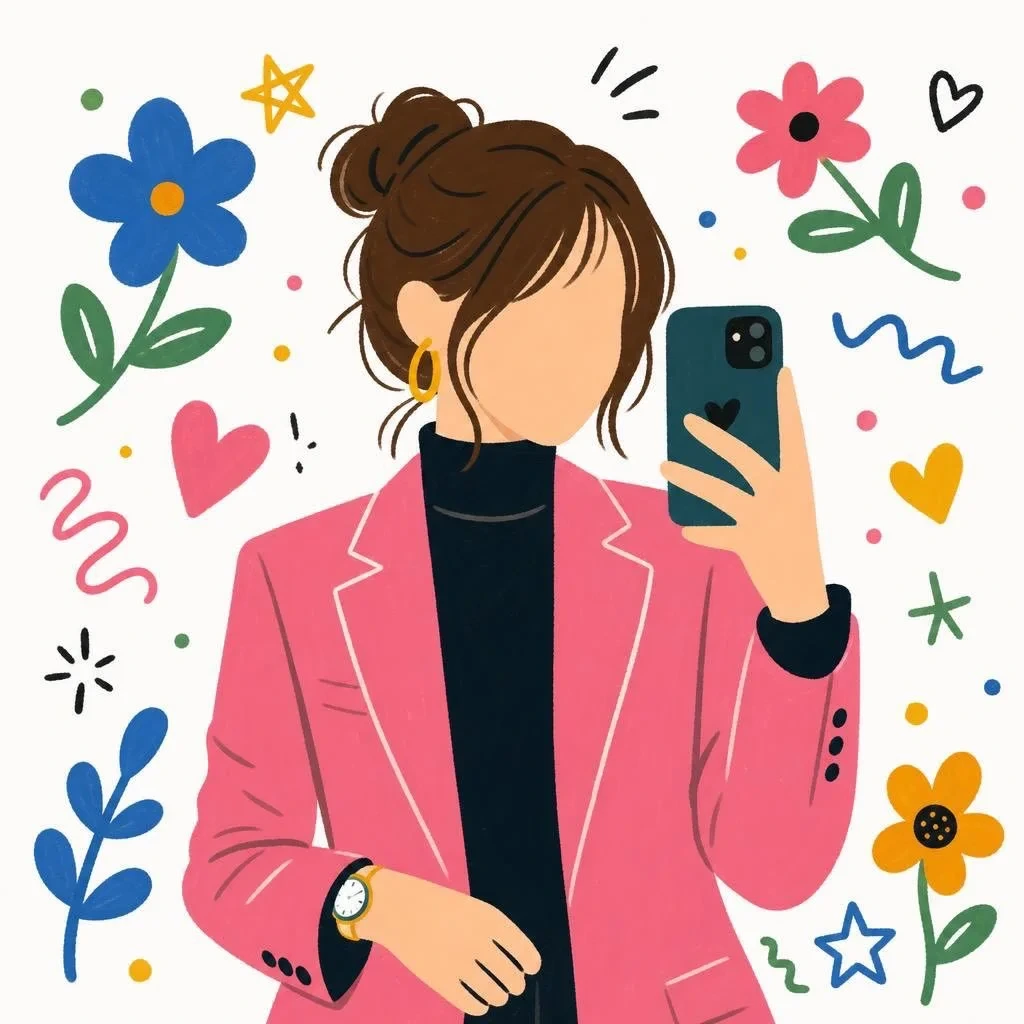 Illustration & 3D — Cute faceless girl illustration in modern fla