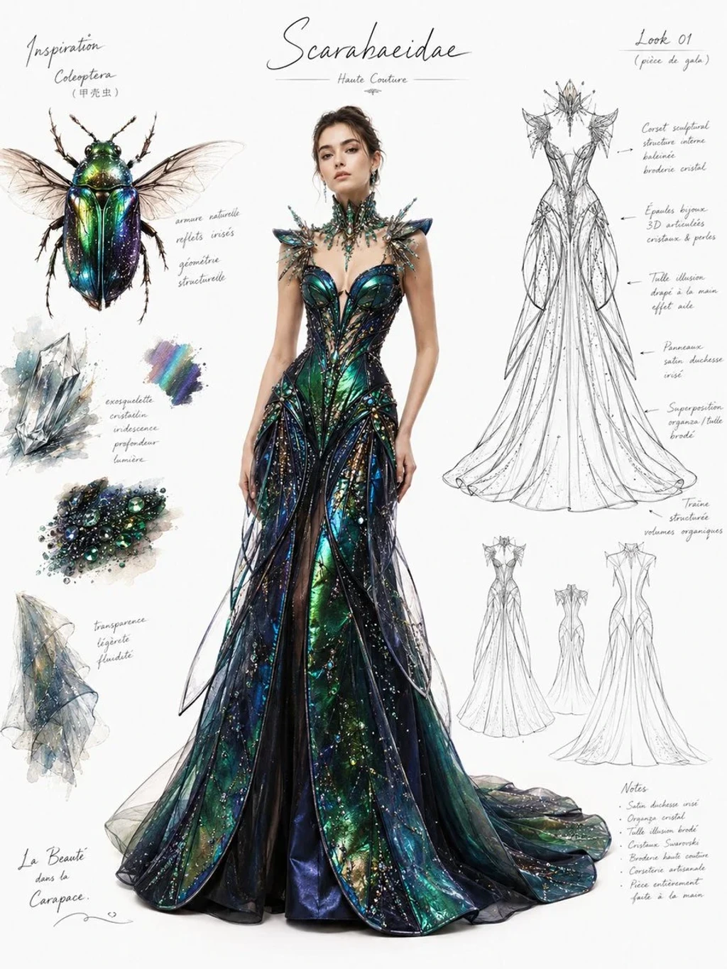 Illustration & 3D — Fashion design sheet  Haute couture design p
