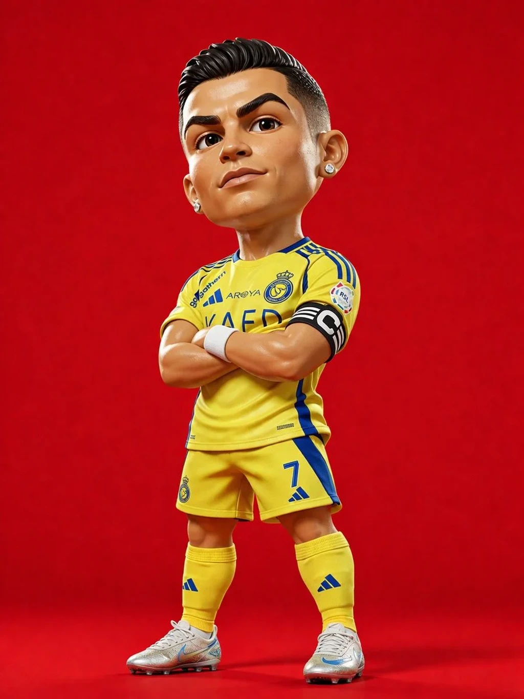 3D Rendered Caricature Figurine of Cristiano Ronaldo