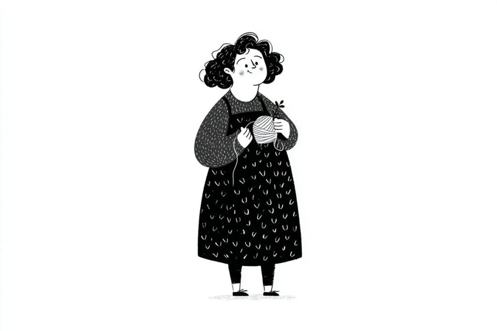A Simple Black-And-White Illustration of a Subject in Outfit