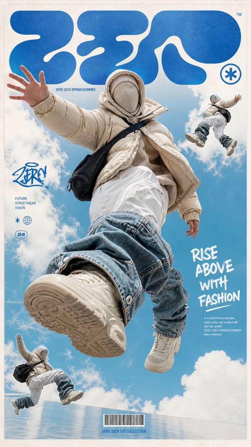 Commercial Product — A highend streetwear poster featuring a face