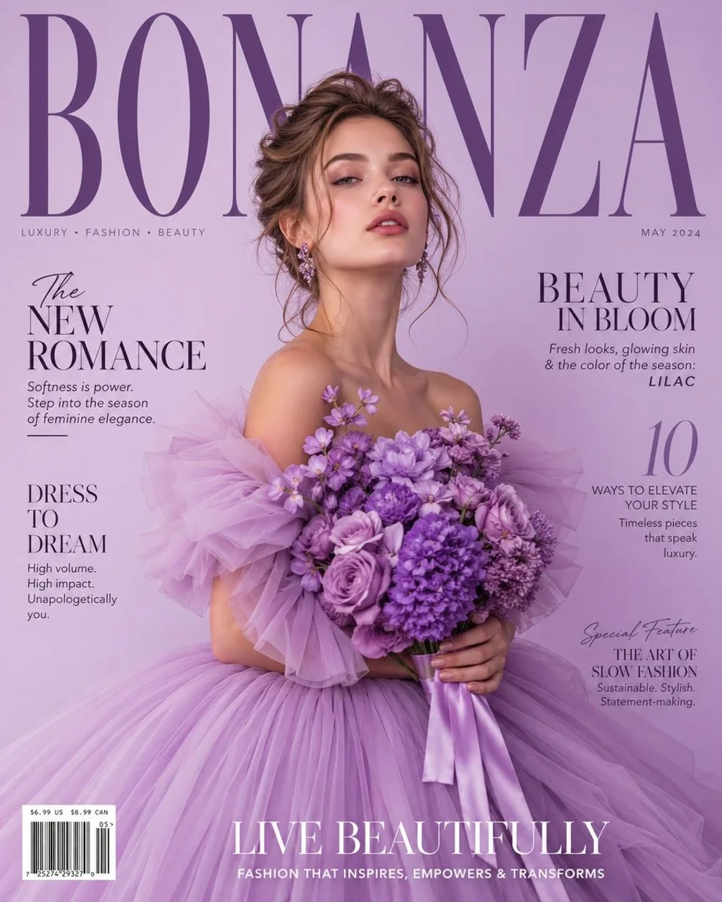 Brand Design — A luxury highfashion magazine cover in a sof