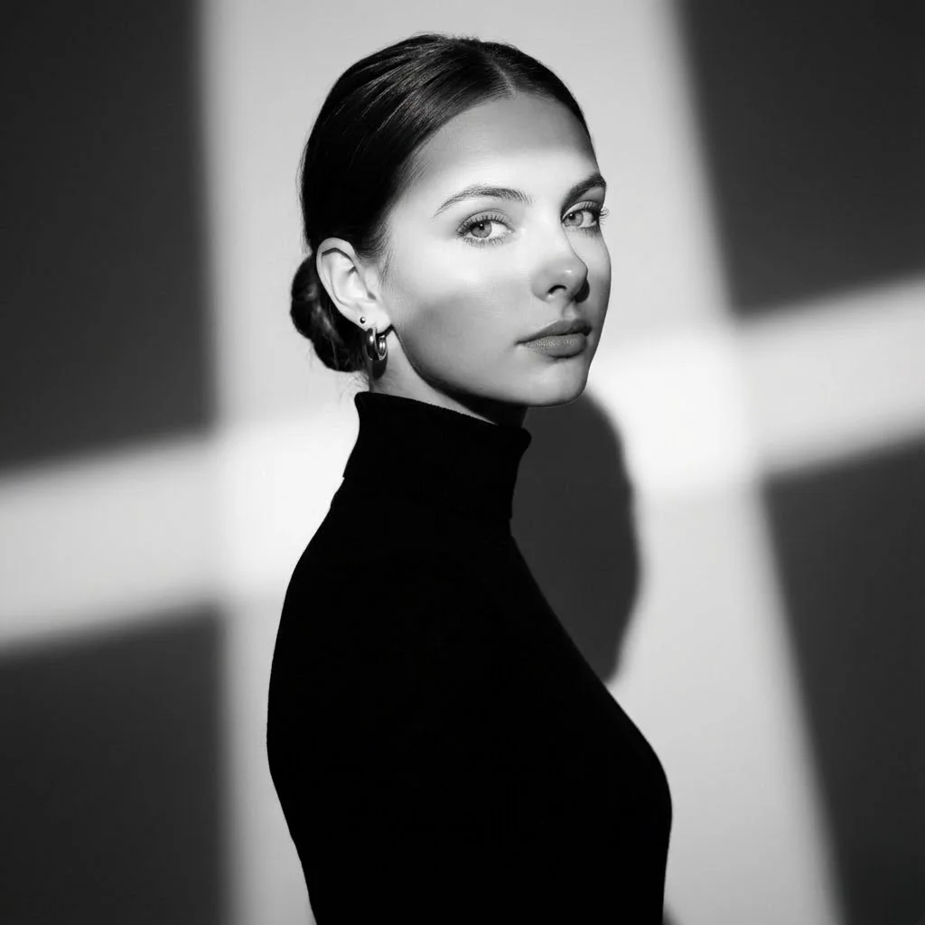 Black and white portrait prompt