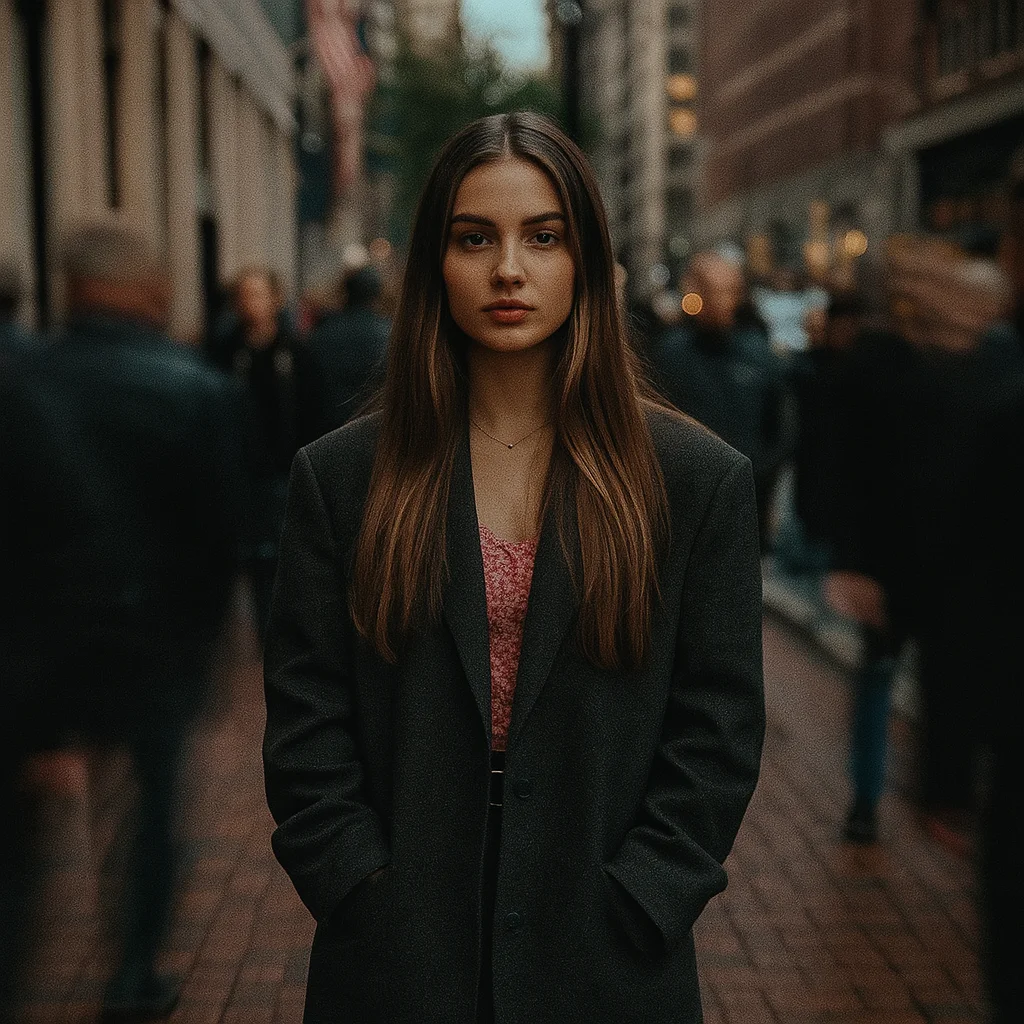 Cinematic Urban Portrait: Stillness Amidst Motion