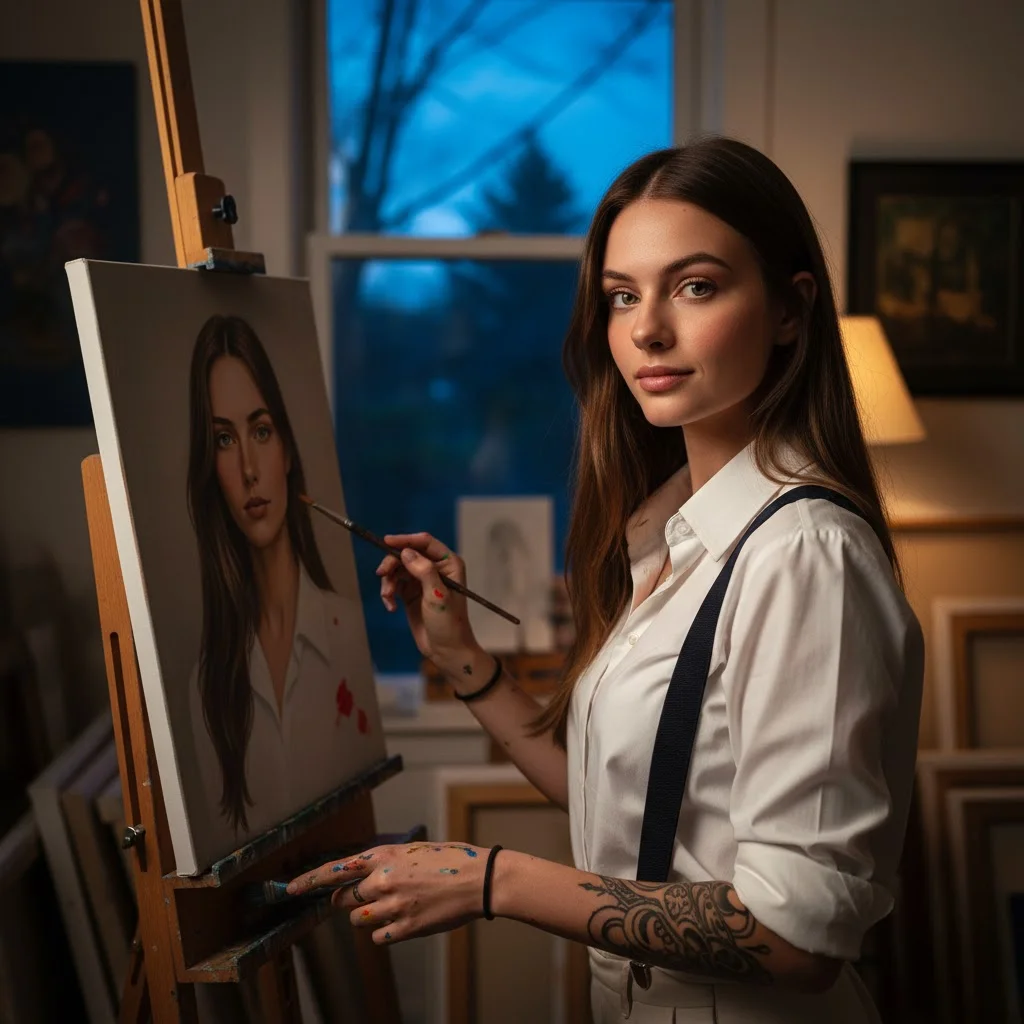 Twilight Reflections – The Artist and Her Canvas Prompt