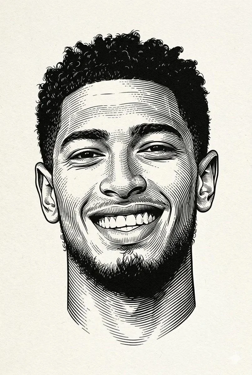 Black and white engraved portrait illustration of a person