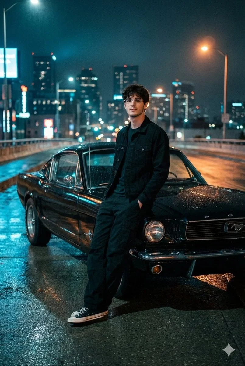 A Cinematic Night Photo On A Dimly Lit Urban Overpass