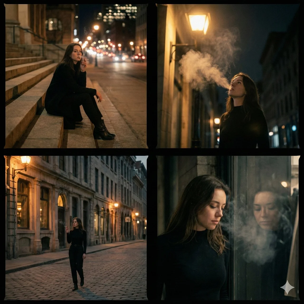 A cinematic 4-panel photo collage showing a quiet