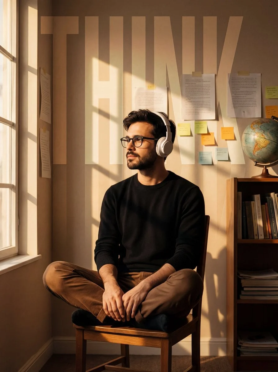 A cinematic portrait of a young man in the uploaded