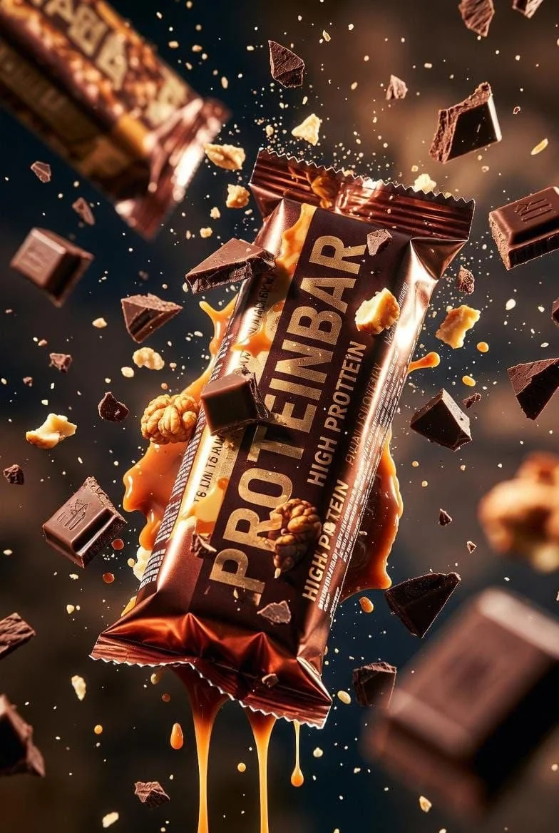 Ultra-cinematic product photography of a premium protein