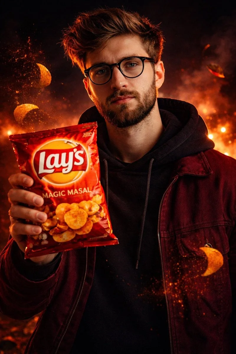 A cinematic ultra-realistic advertising shot of a man