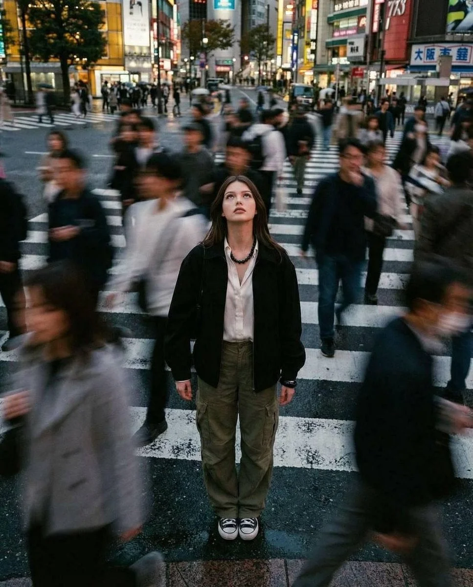 Cinematic street photography capturing a moment in