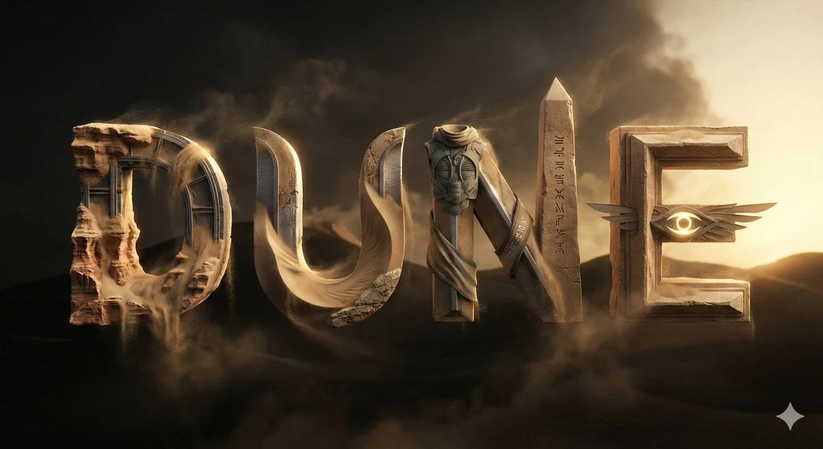 Create a cinematic 3D typographic composition spelling
