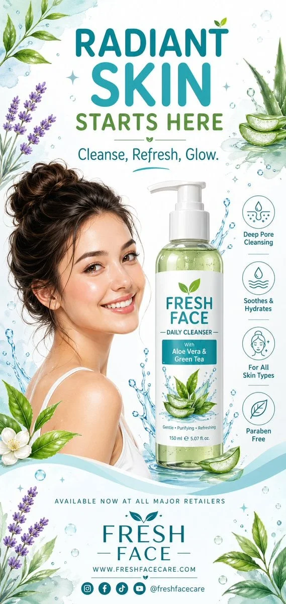 A clean refreshing vertical advertising poster design