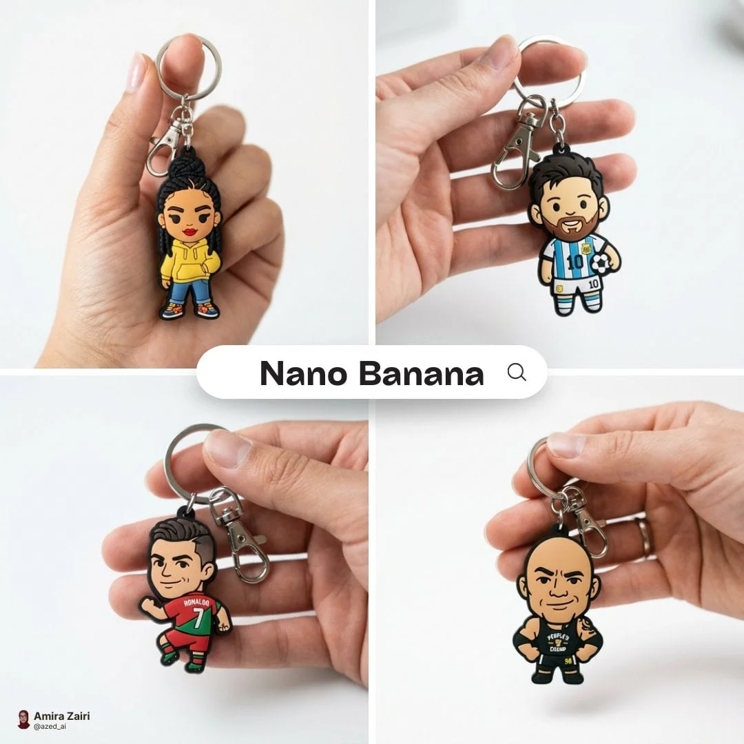 Close-up photo of a cute colorful rubber keychain held