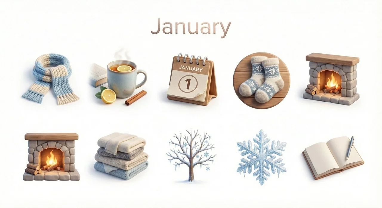 Create a collection of icons representing Month