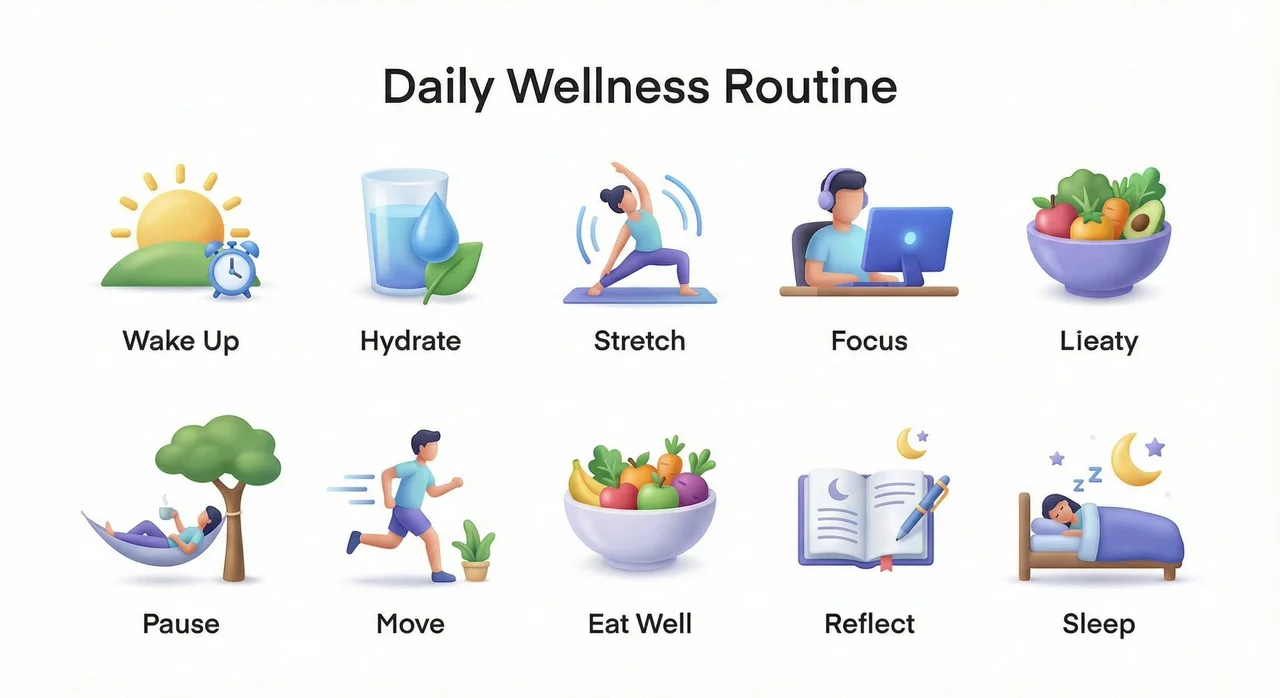 Create a collection of icons representing ROUTINE