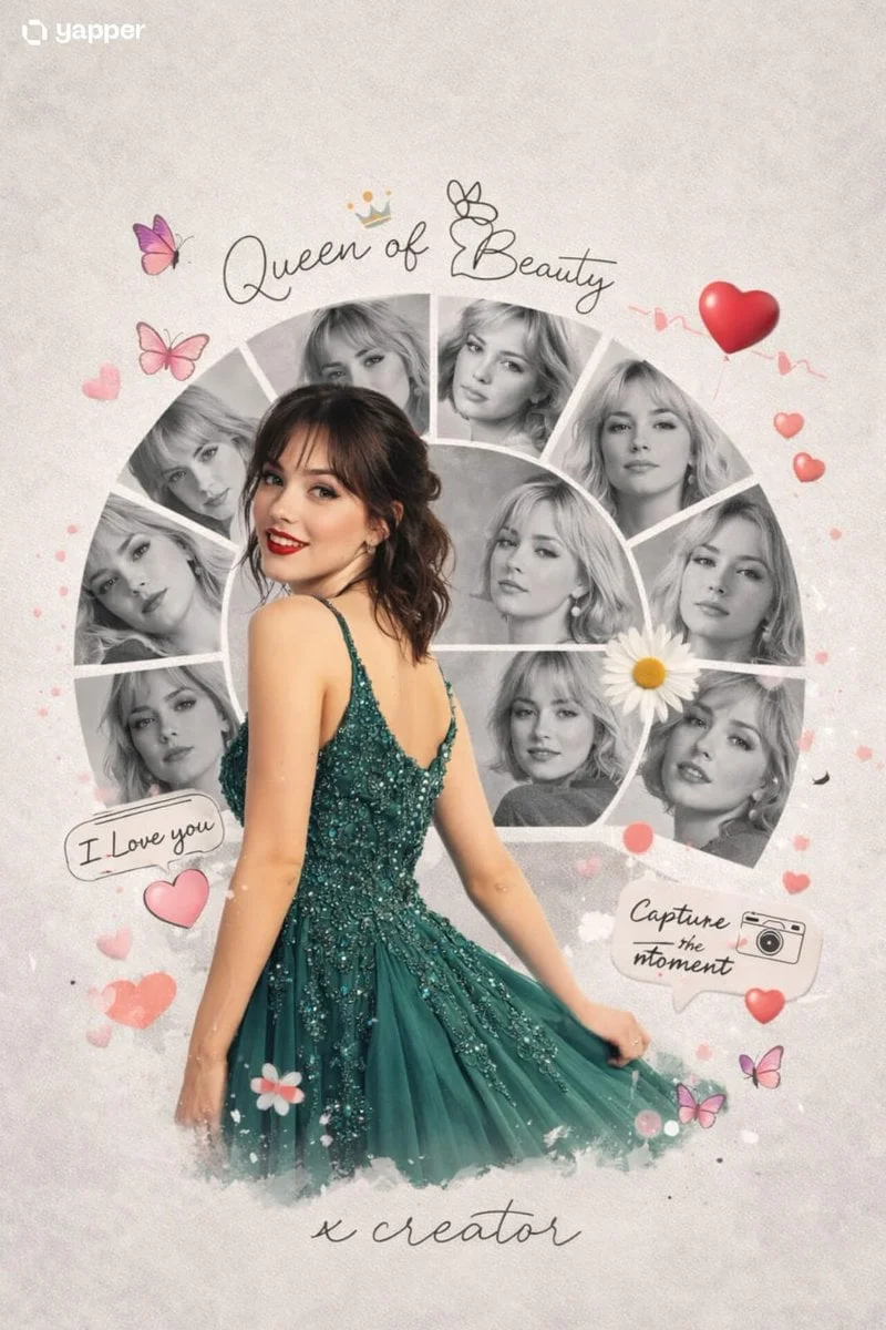 A creative romantic digital photo collage featuring a