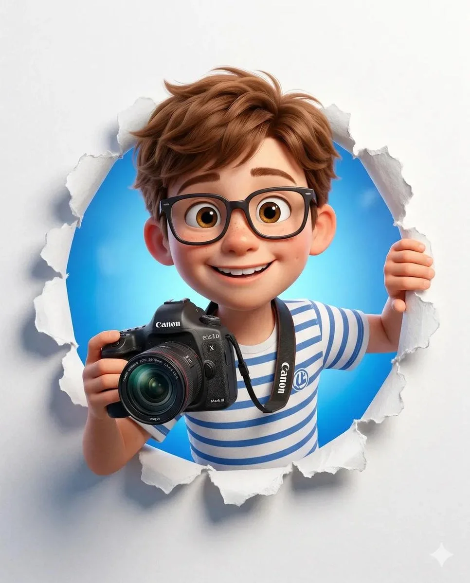 A cute stylized 3D cartoon character boy girl with big