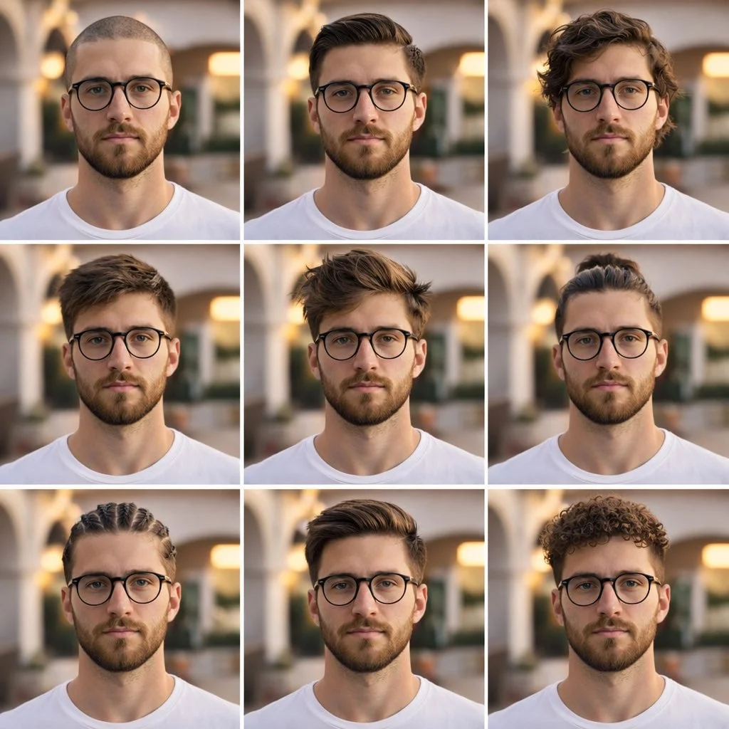 description A clean aesthetic 3x3 collage portrait