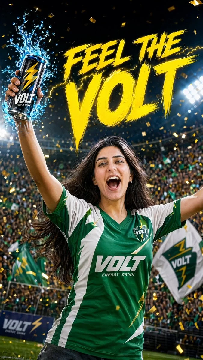 A high-energy commercial product advertisement for VOLT