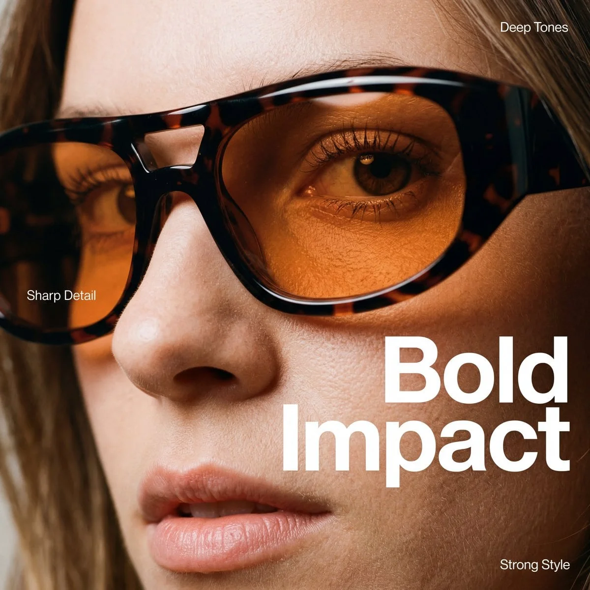 An extreme close-up high-fashion editorial portrait
